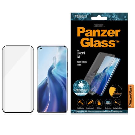 PanzerGlass Screenprotector geschikt voor Xiaomi Mi 11 Glazen | PanzerGlass Edge to Edge Screenprotector - Case Friendly - Zwart