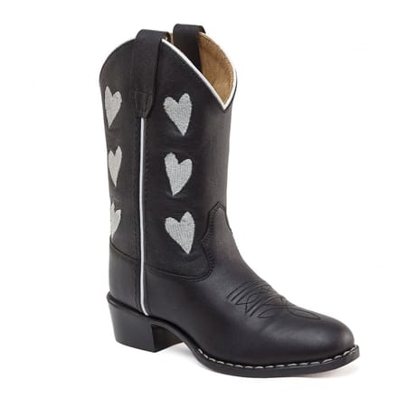 Bootstock Hearts Black Cowboylaarzen - Kinderen - Zwart - Leer