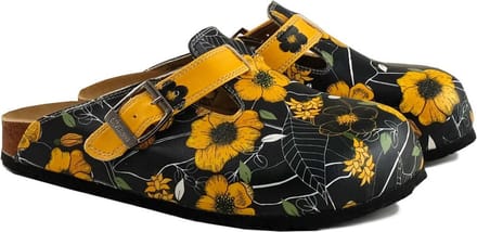 GOBY Clogs met Bloemen – Handgemaakt – Hoge Kwaliteit – Maat 42