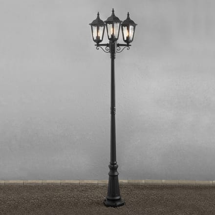 Konstsmide Mastlamp Firenze, 3-lamps, zwart