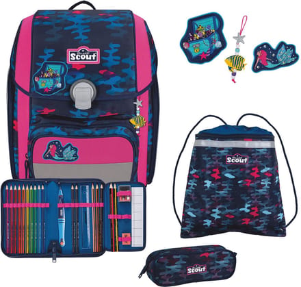 Scout Schooltas Basic Genius Set 4-delig Magic Sea Donkerblauw