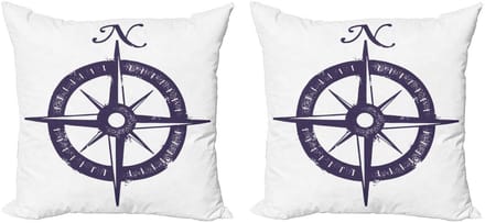 ABAKUHAUS Kompass Kussenhoes Set – 2x50x50 cm – Dubbelzijdig