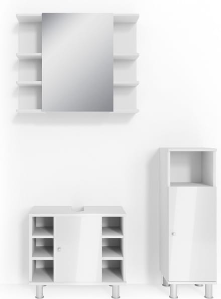 Vicco Badkamermeubel set Fynn, Wit Hoogglans, 3-delig