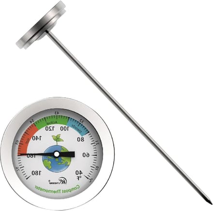 Grondthermometer Roestvrij Staal - Bodemmeter Tuin - Compost Bewaken - Diepe Insteeksonde - 25.7 cm Lengte - Zilver
