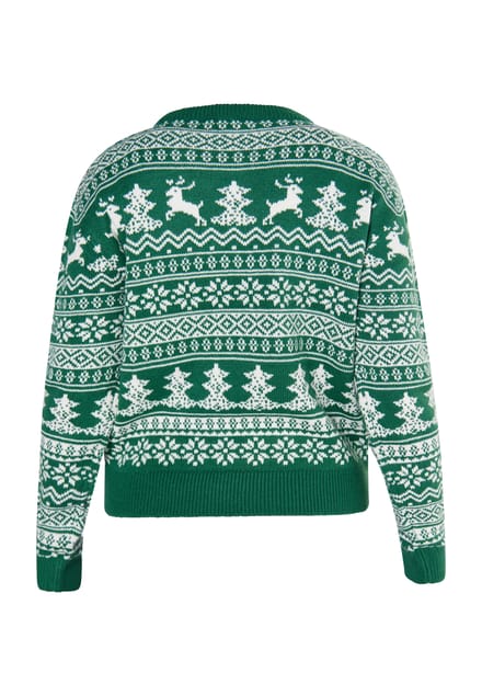 Mymo Kersttrui Dames Groen Wit