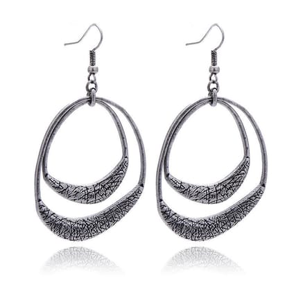 Jomide Oorhangers Cirkel Double - Zilverkleurig