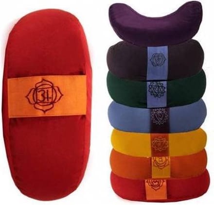 Meditatiekussen rood 1 chakra halve maan - 33x13 - Boekweit - Katoen - 1300 - Rood - M
