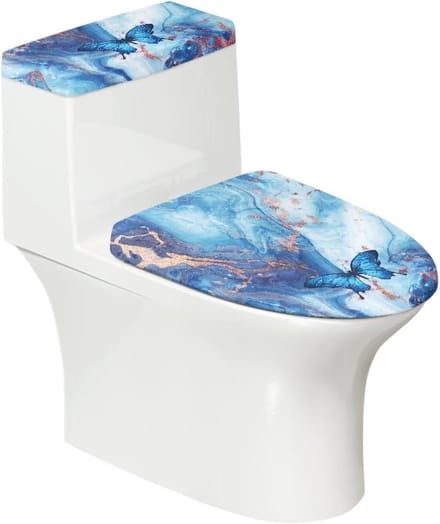 Marmeren Toilet Deksel Cover Set - Herbruikbare Tank Protector, Elastische Badkamer Kussen, Universele Decoratie