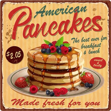 Signs USA - retro wandbord - dibond - Pancakes - 35 x 35 cm