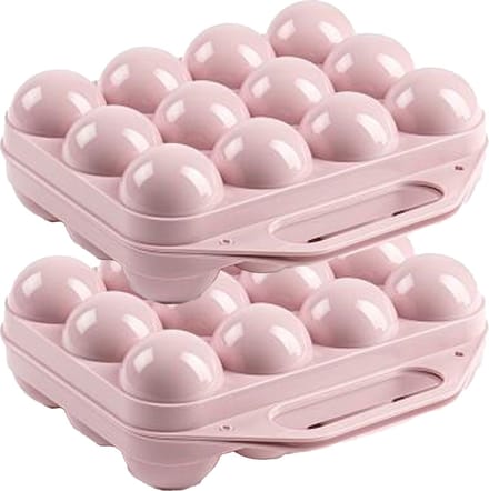 Plasticforte Eierdoos - 2x - koelkast organizer eierhouder - 12 eieren - licht roze - kunststof - 20 x 19 cm