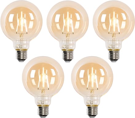 LUEDD Set van 5 E27 dimbare LED lampen G95 4.9W 320 lm 2500K