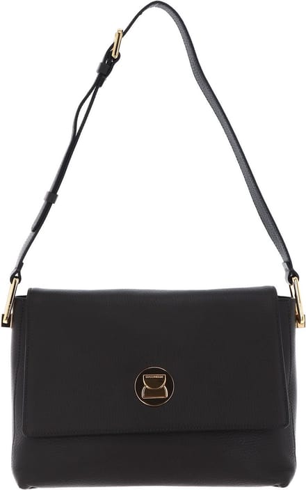 COCCINELLE Leren Schoudertas Liya Shoulderbag Bark / Noir Donkergroen