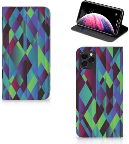 Book Case voor Apple iPhone 11 Pro Max Stand Case Abstract Green Blue