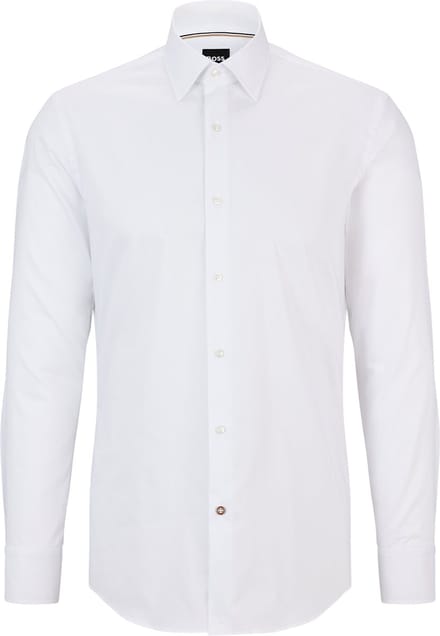 BOSS Hank slim fit overhemd - popeline - wit - Strijkvriendelijk - Boordmaat: 46