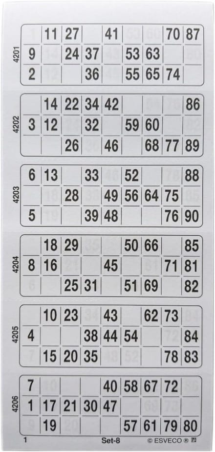 Groot Bingo Ticketblok Systeem 15-90 (600 Tickets)