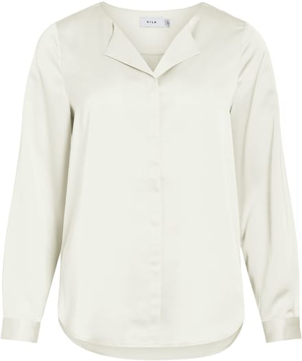VILA - VIELLETTE V-NECK L/S SATIN SHIRT - NOOS - Dames - Blouses