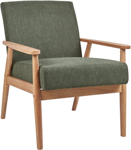 ESRUM - Fauteuil - Groen - Polyester/Rubberhout