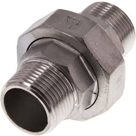 Rechte aansluiting R1'' RVS met Vlakke Afdichting PTFE 16bar