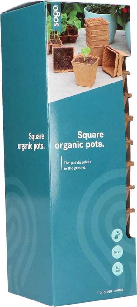 SOGO biologische turfpotjes 8x8cm vierkant 10stuks