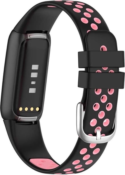 Sportbandje - Fitbit Luxe - zwart met roze - siliconen 160-220mm
