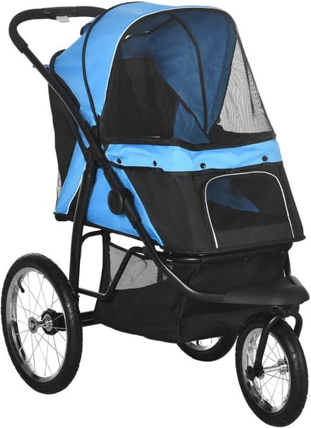 PawHut-Hundebuggy-Polyester, Stahl-111L x 58B x 107H cm-Blau