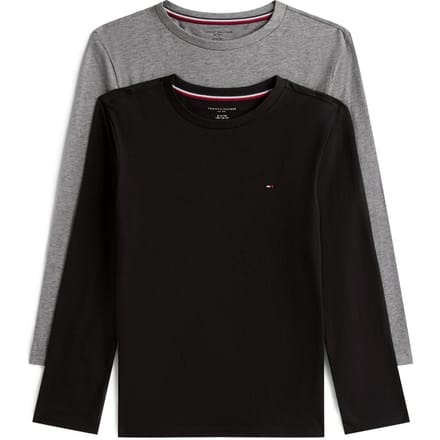Tommy Hilfiger Boys 2-pack Ls Tee Medium Grey Ht/black Taglia: 14-16 | T-shirt Outlet | kids | Grigio