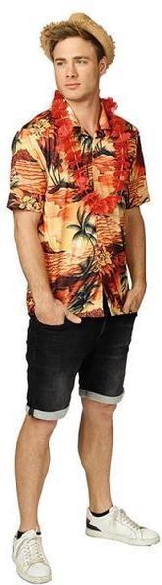 Tropische Hawaii shirt orange - Maat 54