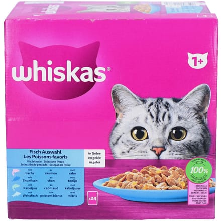 Whiskas 1+ Vis Selectie in Gelei Maaltijdzakjes Multipack - 24 x 85 gr