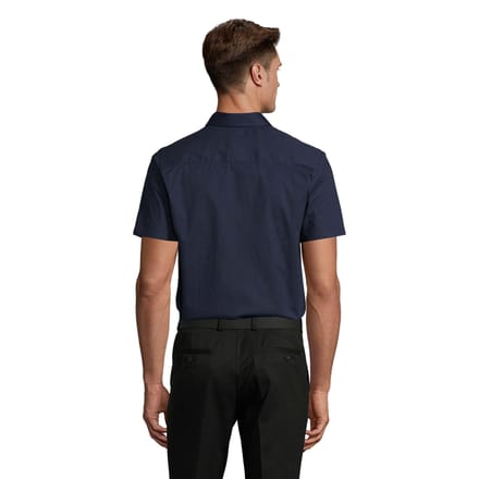 SOLS Heren Broadway Stretch Overhemd met Korte Mouwen (Donkerblauw)