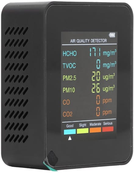 Luchtkwaliteitsmonitor - CO2 meter - Binnenlucht meten - Meerdere sensoren - LCD display - Wit