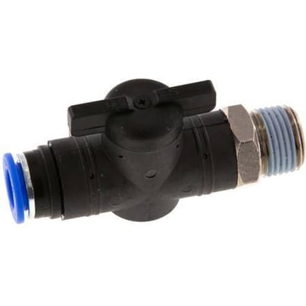 12 mm - R1/2'' Kunststof/Messing rechte 2-Weg Kogelkraan