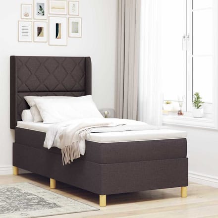 vidaXL - Boxspring - bed - met - LED-stripverlichting - Bruin - 100 - x - 200 - cm - Stof