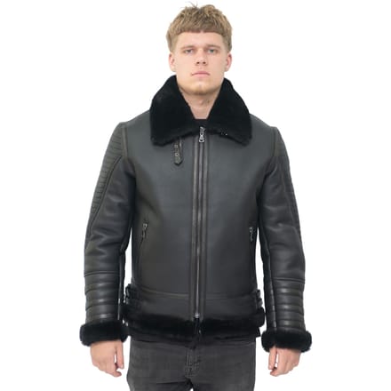 Heren retro schapenvacht bomberjack-Asheville