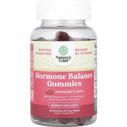 Nature's Craft, vrouwengezondheid, hormoonbalans gummies, framboos, 60 gummies