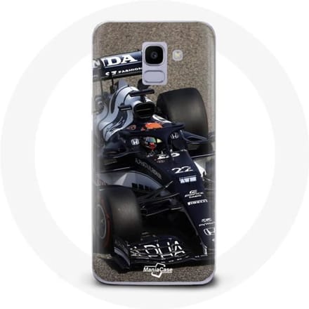 Coque pour Samsung Galaxy A8 2018 Formule 1 Yuki Tsunoda pilote automobile de F1 Bleu