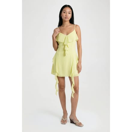boohoo Dames Ruches Chiffon Mini Jurk | Citroen | Maat: 36