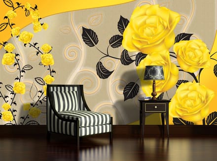 Roses Yellow Flowers Abstract Photo Wallcovering