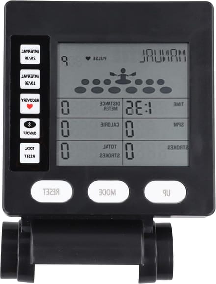 Roeimachine Teller - Snelheidsmeter Display - Training Bijhouden - Draadloze Connectiviteit - 15 x 14 x 5 cm - Zwart