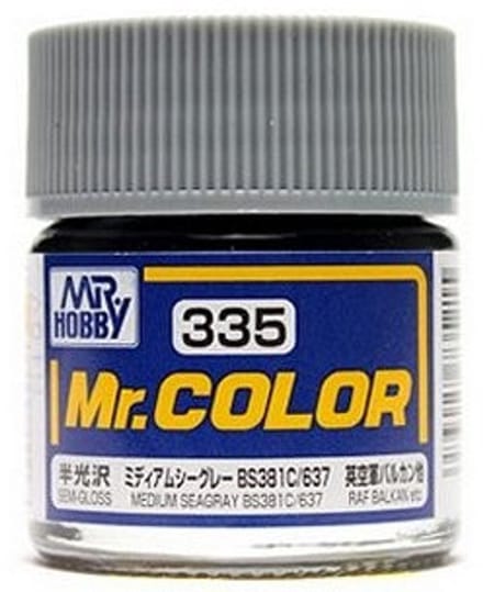 Gunze Mr. Hobby C-335 - Mr. Color 10 ml Medium Seagray BS381C 637 - Lacquer Modelbouwverf