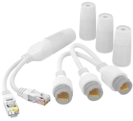 Ethernet Splitter Adapter - Netwerk Splitter Poe Extender - Netwerkverbetering - Waterdicht Ontwerp - 15 cm - Wit