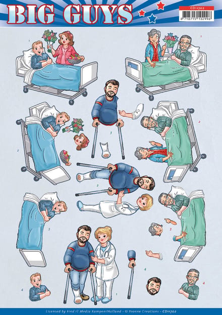 3D Cutting Sheet - Yvonne Creations - Big Guys - Get Well 1 stuk