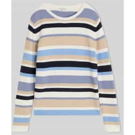 Tom Tailor - Gebreide trui van katoen - Maat S - navy blue beige stripe