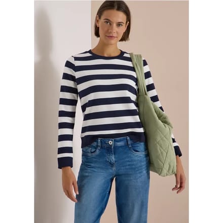 Sweatshirt met ronde hals en strepen