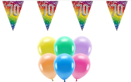 Boland Party - 70e jaar verjaardag feestartikelen - versiering - 100x ballonnen - 2x leeftijd vlaggetjes