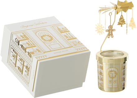 J-Line geurkaars Carousel Surprise Window - wit/goud