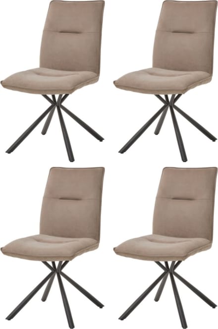 WAYS. – Stoffen eetkamerstoelen – Bruin – Modern design - Stevige metalen vierpoot – 4 stuks