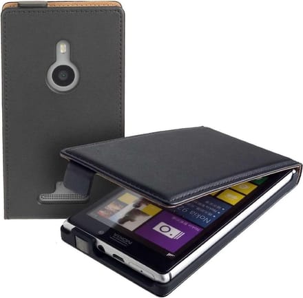 Lelycase Zwart Eco Leather Flip Case Nokia Lumia 925