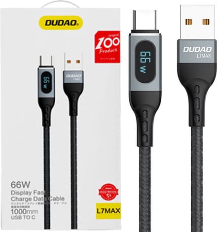 Dudao - USB - USB Type C kabel snelladen PD 66W 1m zwart - (L7Max)