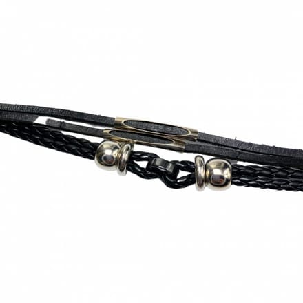 Armband- zwart- metaal - Charme Bijoux
