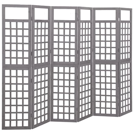 vidaXL - Kamerscherm/trellis - met - 6 - panelen - 242,5x180 - cm - vurenhout - grijs